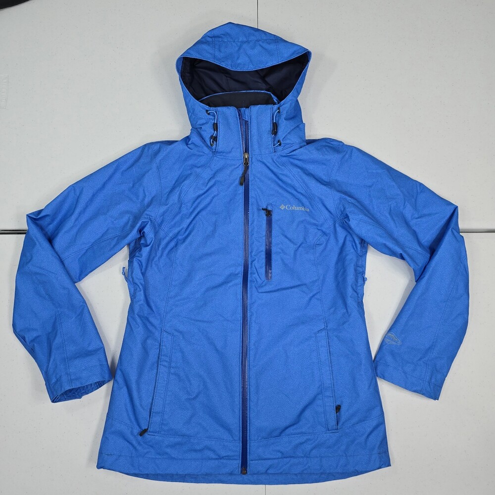 Columbia Pouration Women M Rain/Snow Ski Interchange Jacket Hike Blue Waterproof